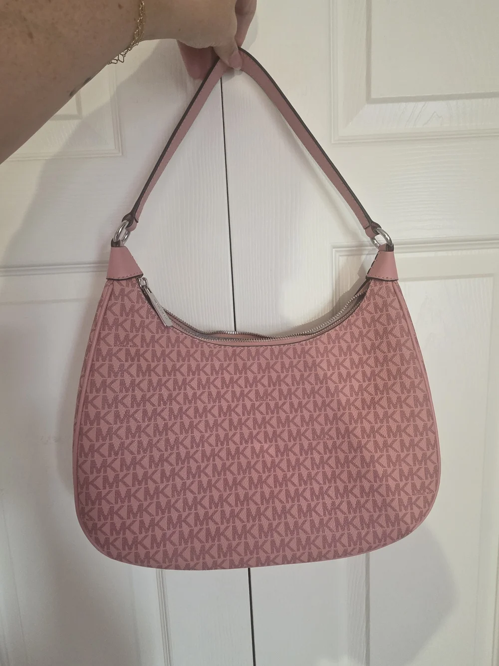 Michael Kors Pink Logo Crescent Shoulder Bag
